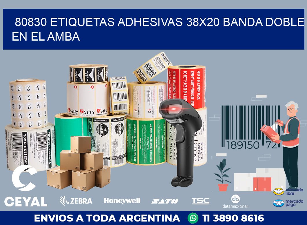 80830 ETIQUETAS ADHESIVAS 38X20 BANDA DOBLE EN EL AMBA