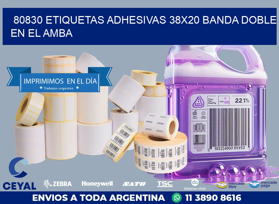 80830 ETIQUETAS ADHESIVAS 38X20 BANDA DOBLE EN EL AMBA