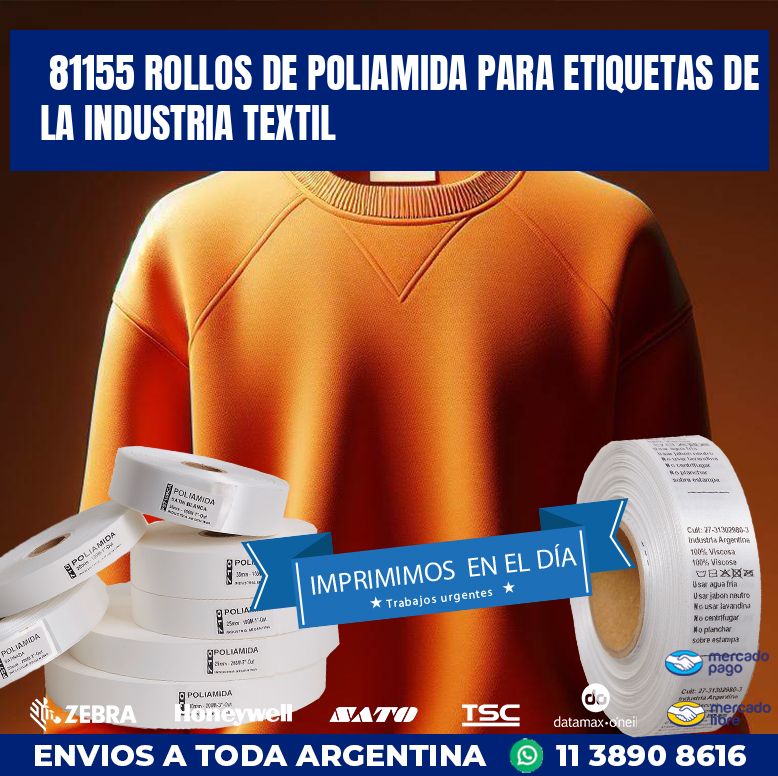 81155 ROLLOS DE POLIAMIDA PARA ETIQUETAS DE LA INDUSTRIA TEXTIL
