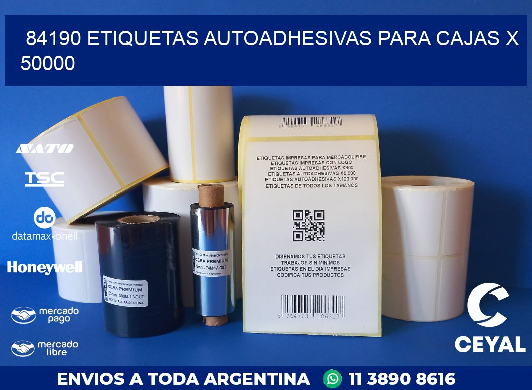 84190 ETIQUETAS AUTOADHESIVAS PARA CAJAS X 50000