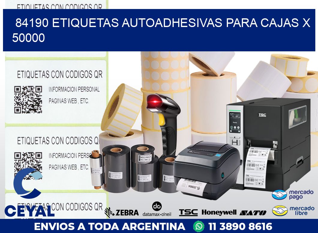 84190 ETIQUETAS AUTOADHESIVAS PARA CAJAS X 50000