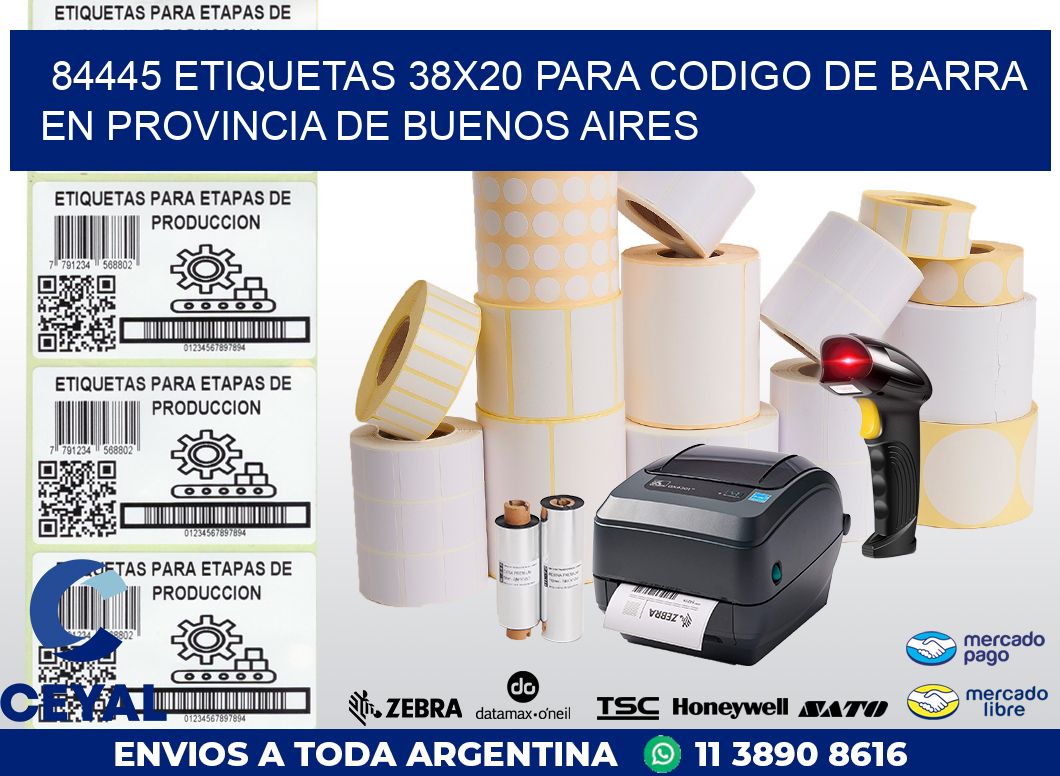 84445 ETIQUETAS 38X20 PARA CODIGO DE BARRA EN PROVINCIA DE BUENOS AIRES