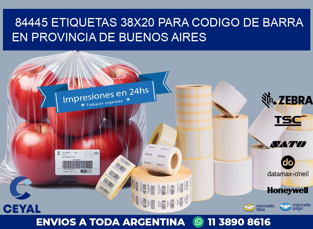 84445 ETIQUETAS 38X20 PARA CODIGO DE BARRA EN PROVINCIA DE BUENOS AIRES