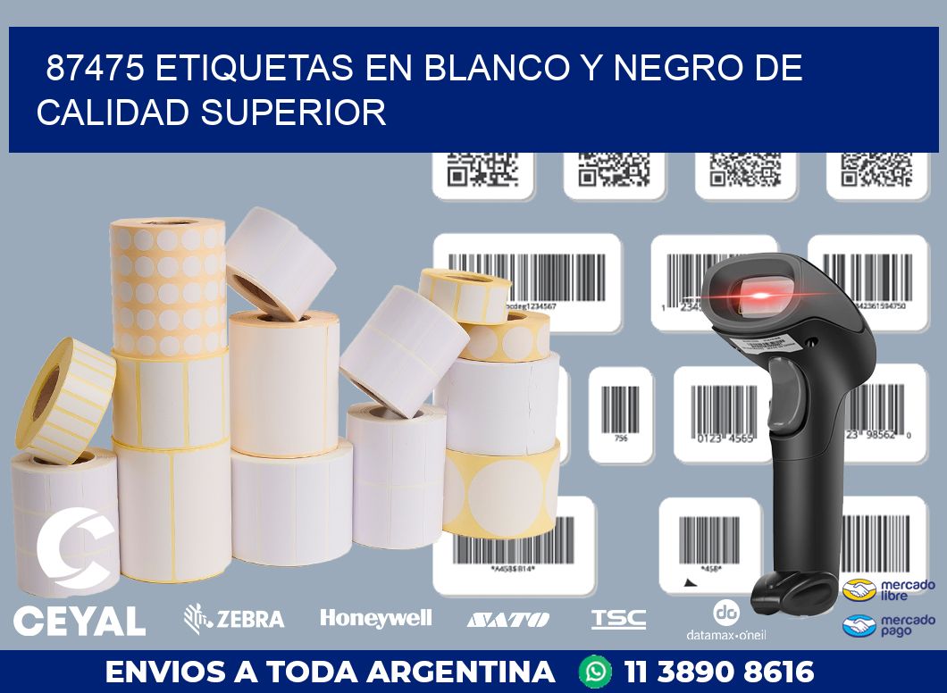 87475 ETIQUETAS EN BLANCO Y NEGRO DE CALIDAD SUPERIOR