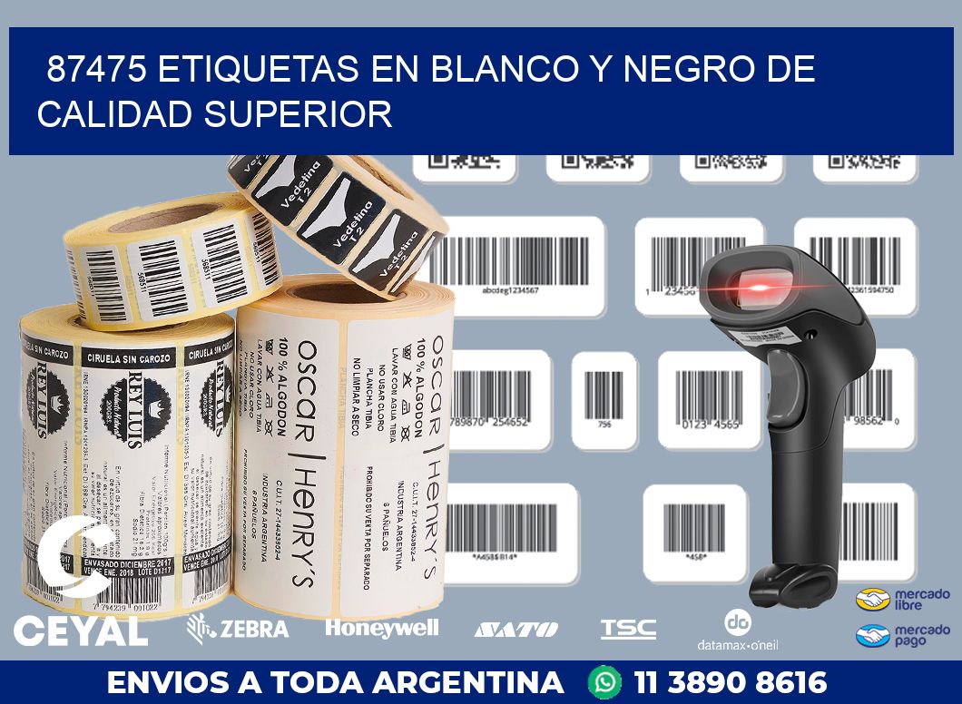 87475 ETIQUETAS EN BLANCO Y NEGRO DE CALIDAD SUPERIOR