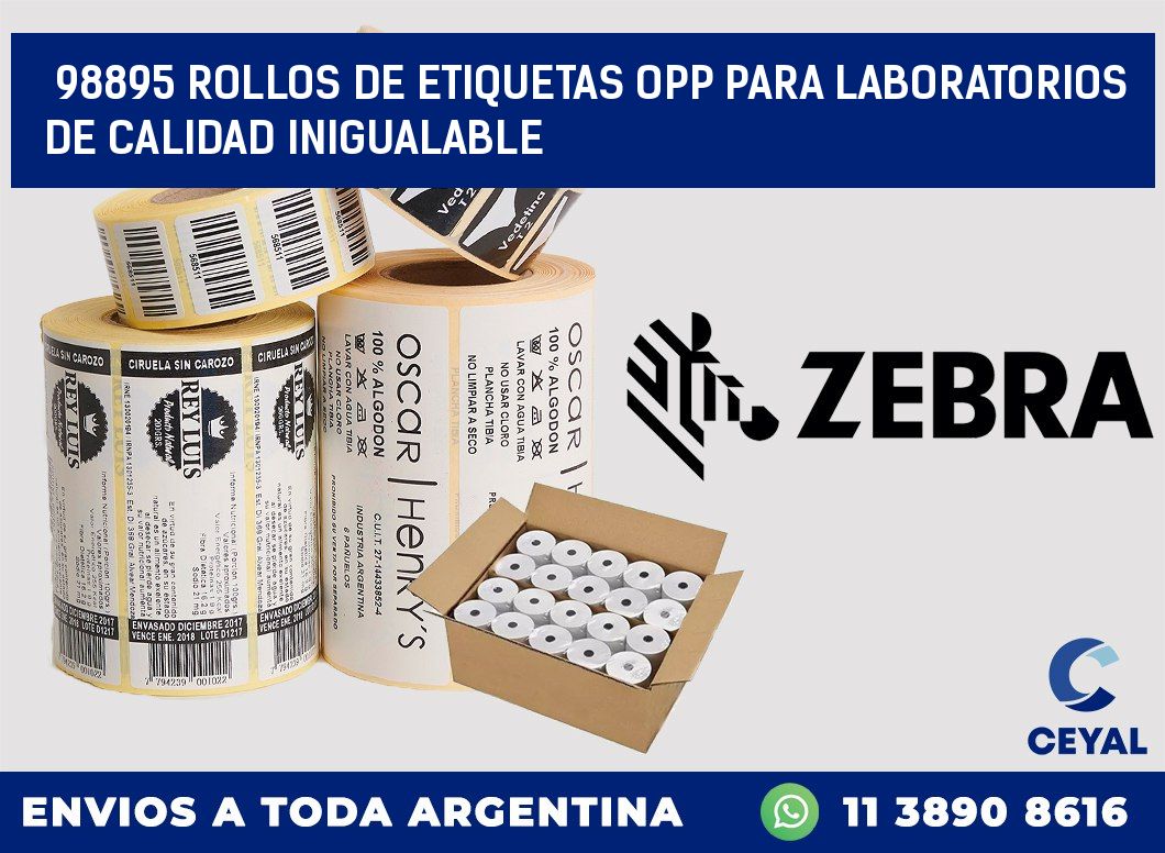 98895 ROLLOS DE ETIQUETAS OPP PARA LABORATORIOS DE CALIDAD INIGUALABLE