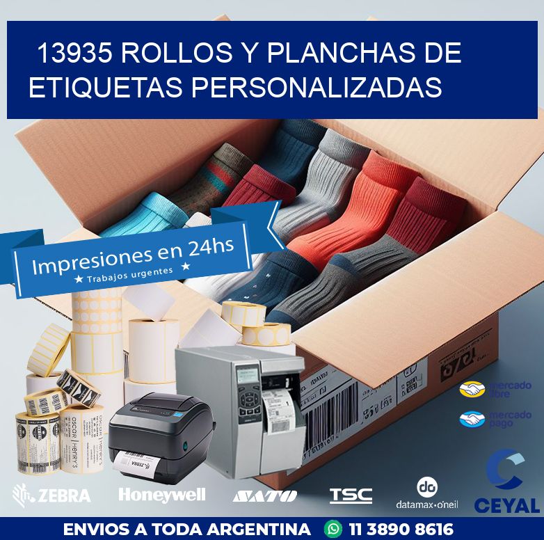 13935 ROLLOS Y PLANCHAS DE ETIQUETAS PERSONALIZADAS