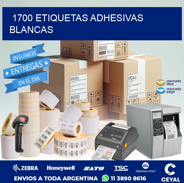 1700 ETIQUETAS ADHESIVAS BLANCAS