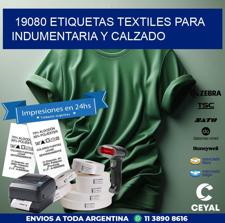 19080 ETIQUETAS TEXTILES PARA INDUMENTARIA Y CALZADO