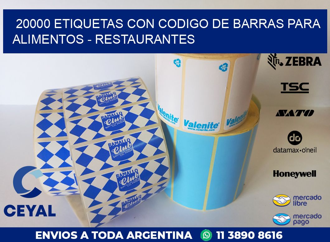 20000 ETIQUETAS CON CODIGO DE BARRAS PARA ALIMENTOS – RESTAURANTES