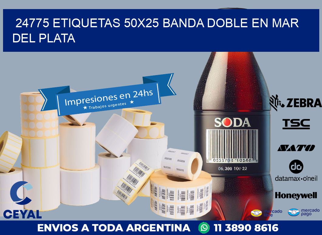 24775 ETIQUETAS 50X25 BANDA DOBLE EN MAR DEL PLATA
