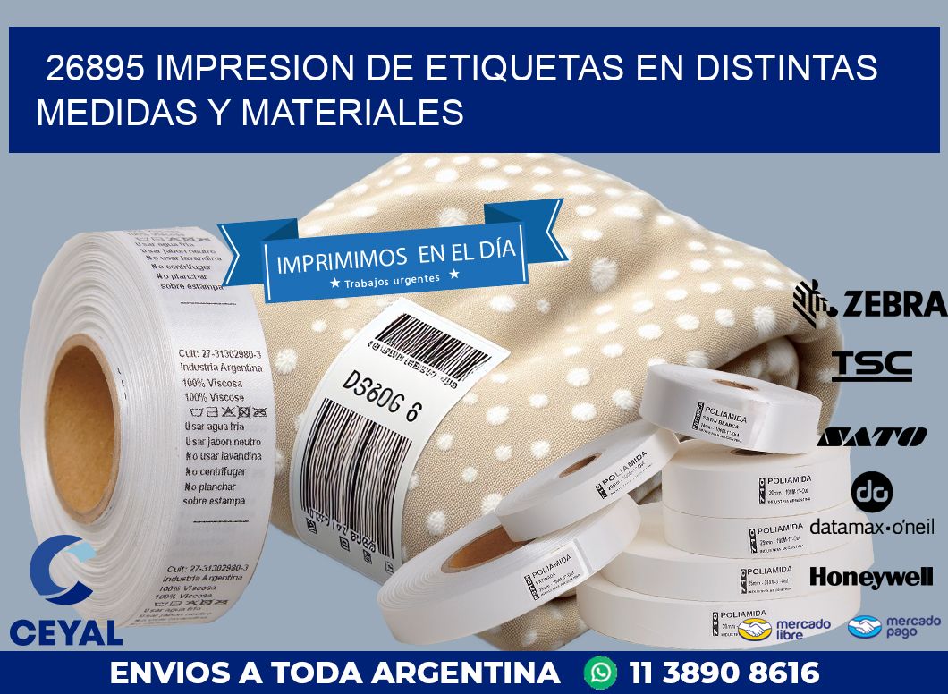 26895 IMPRESION DE ETIQUETAS EN DISTINTAS MEDIDAS Y MATERIALES