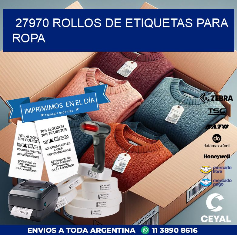27970 ROLLOS DE ETIQUETAS PARA ROPA