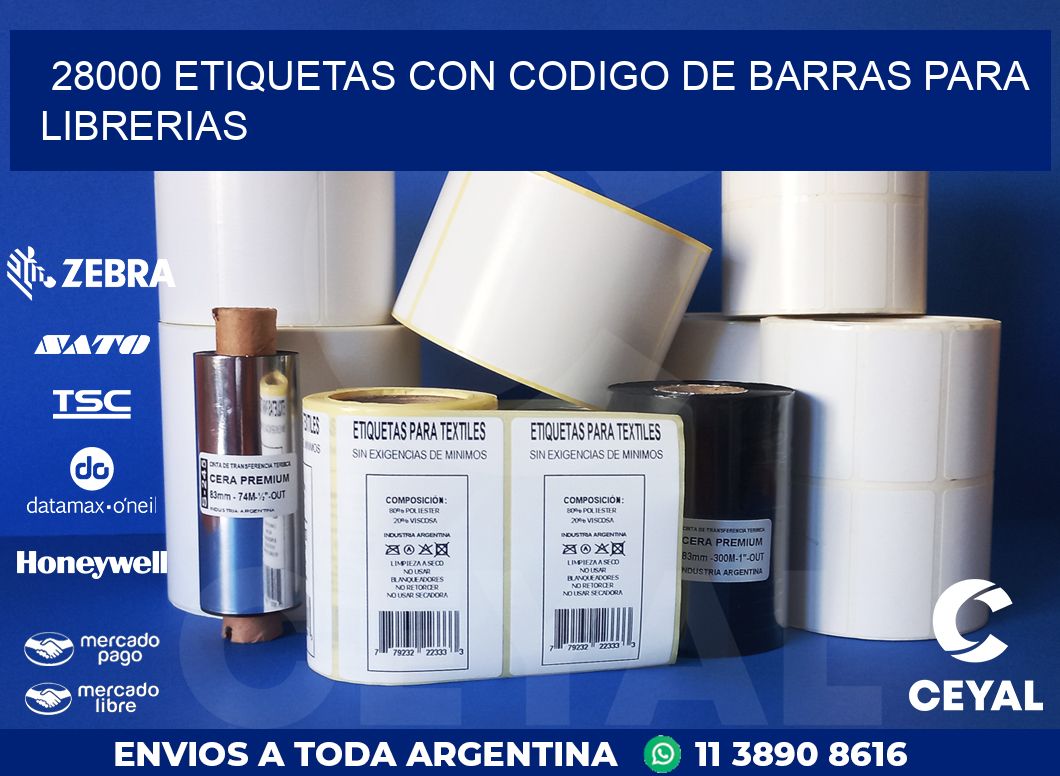 28000 ETIQUETAS CON CODIGO DE BARRAS PARA LIBRERIAS
