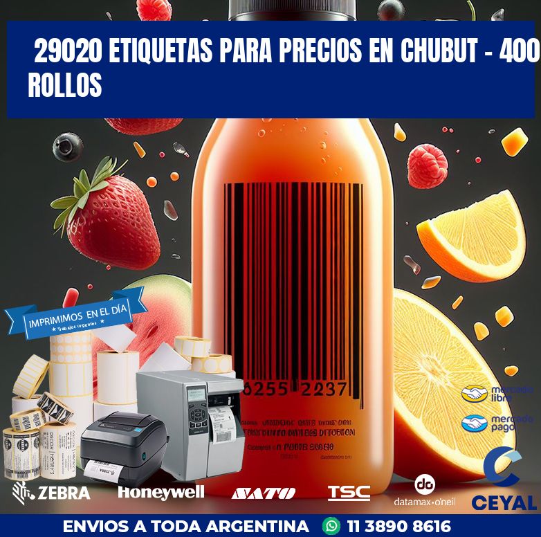 29020 ETIQUETAS PARA PRECIOS EN CHUBUT - 400 ROLLOS