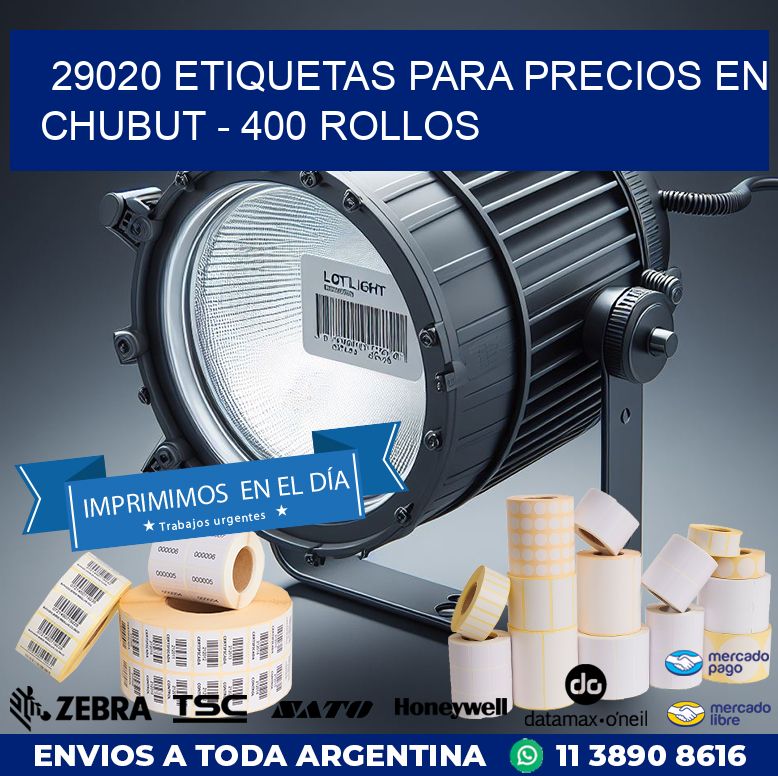 29020 ETIQUETAS PARA PRECIOS EN CHUBUT – 400 ROLLOS
