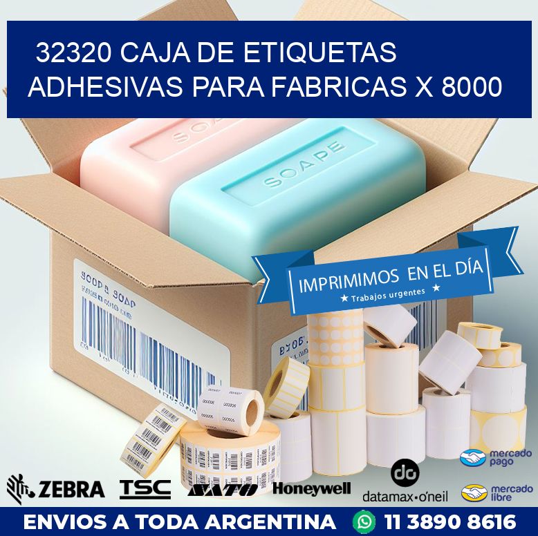 32320 CAJA DE ETIQUETAS ADHESIVAS PARA FABRICAS X 8000