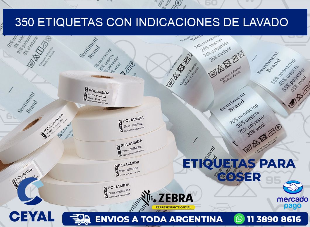 350 ETIQUETAS CON INDICACIONES DE LAVADO