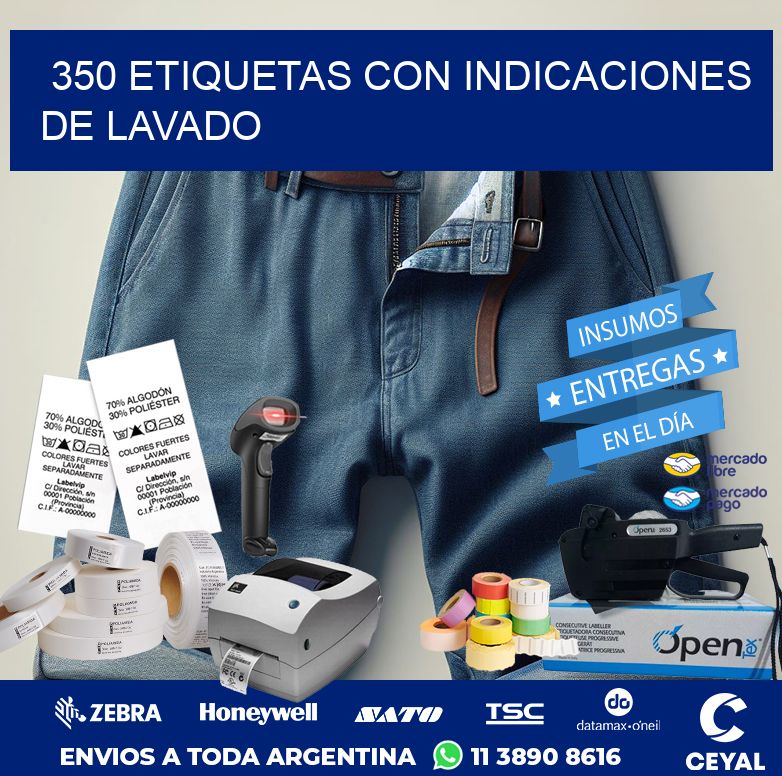 350 ETIQUETAS CON INDICACIONES DE LAVADO