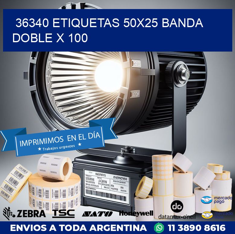 36340 ETIQUETAS 50X25 BANDA DOBLE X 100