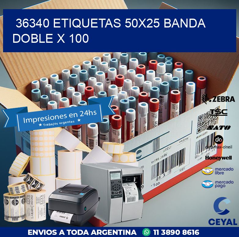 36340 ETIQUETAS 50X25 BANDA DOBLE X 100
