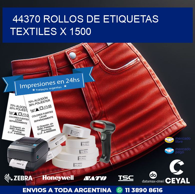 44370 ROLLOS DE ETIQUETAS TEXTILES X 1500