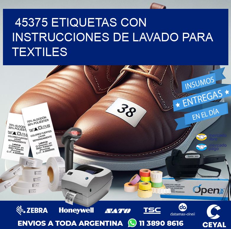 45375 ETIQUETAS CON INSTRUCCIONES DE LAVADO PARA TEXTILES