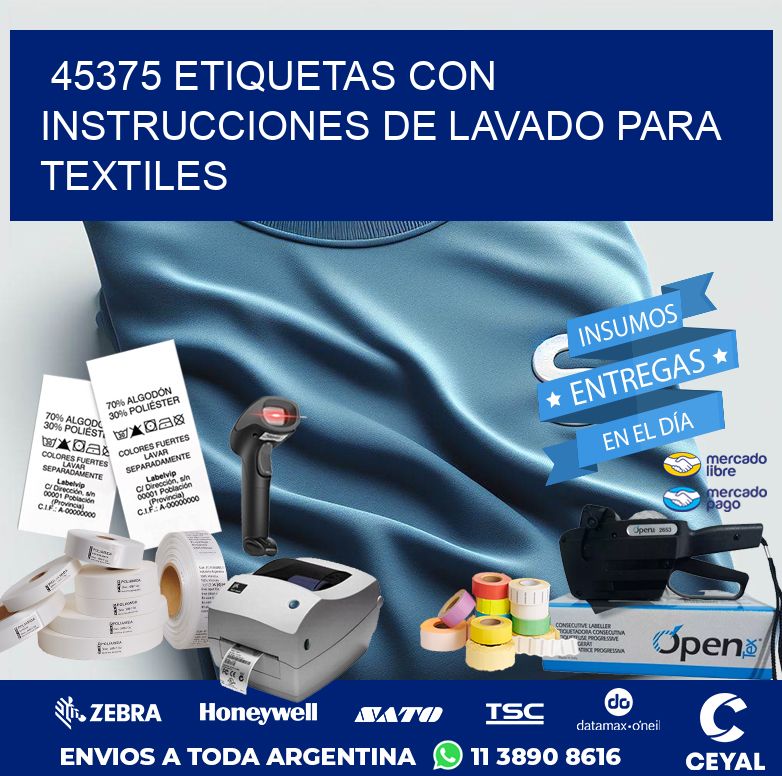 45375 ETIQUETAS CON INSTRUCCIONES DE LAVADO PARA TEXTILES