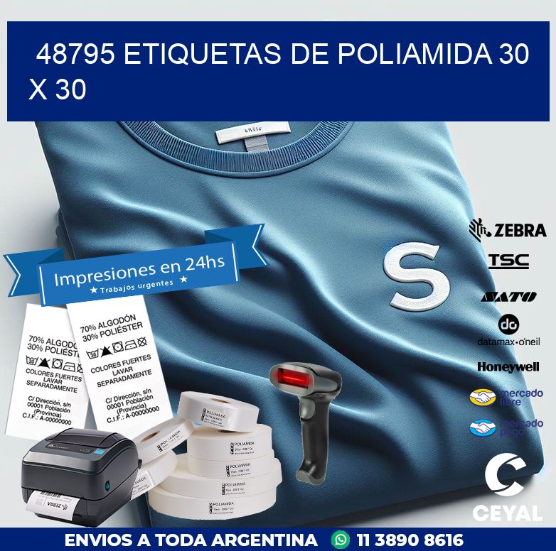 48795 ETIQUETAS DE POLIAMIDA 30 X 30