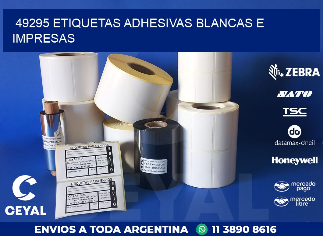 49295 ETIQUETAS ADHESIVAS BLANCAS E IMPRESAS