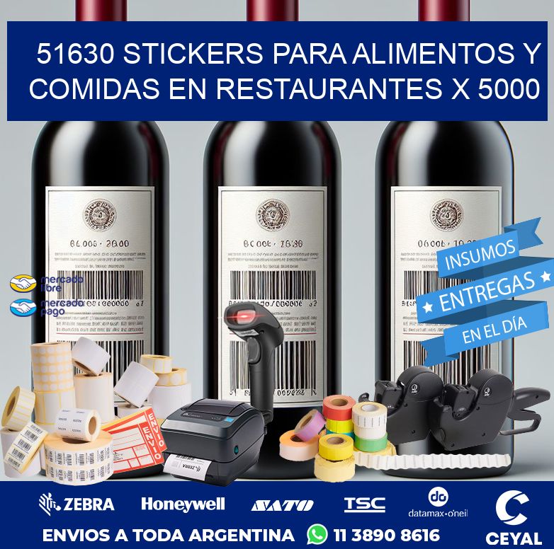51630 STICKERS PARA ALIMENTOS Y COMIDAS EN RESTAURANTES X 5000