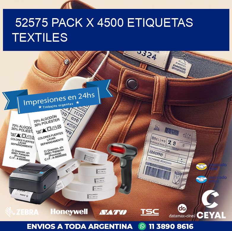 52575 PACK X 4500 ETIQUETAS TEXTILES