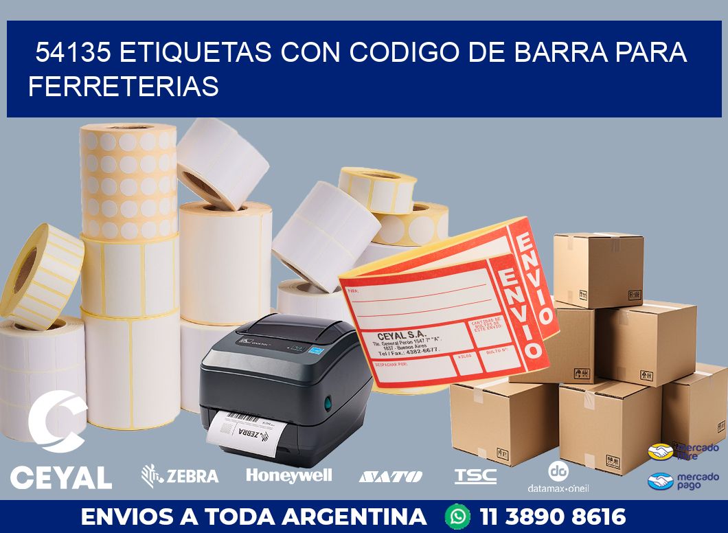 54135 ETIQUETAS CON CODIGO DE BARRA PARA FERRETERIAS