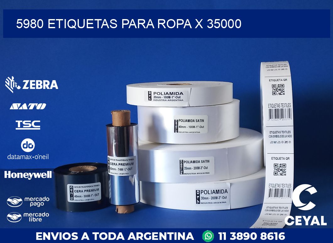 5980 ETIQUETAS PARA ROPA X 35000