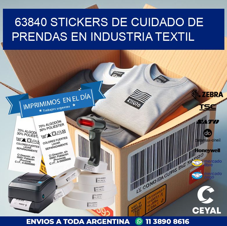 63840 STICKERS DE CUIDADO DE PRENDAS EN INDUSTRIA TEXTIL