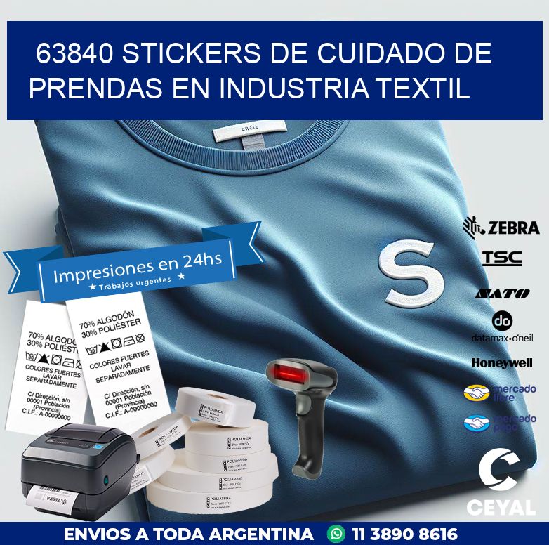 63840 STICKERS DE CUIDADO DE PRENDAS EN INDUSTRIA TEXTIL