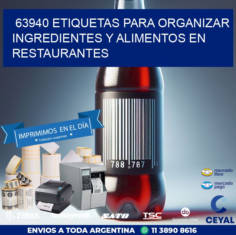 63940 ETIQUETAS PARA ORGANIZAR INGREDIENTES Y ALIMENTOS EN RESTAURANTES
