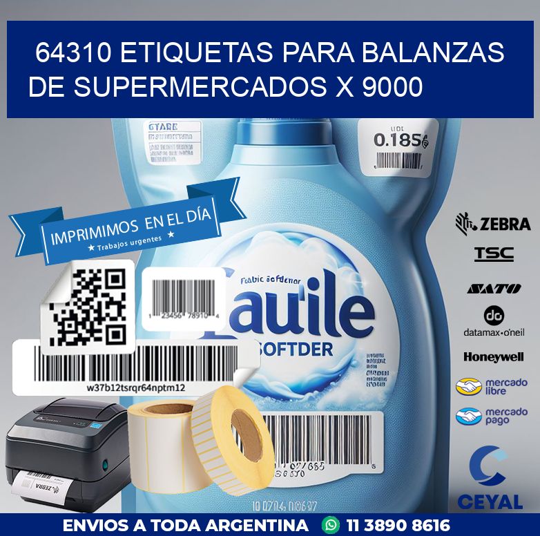64310 ETIQUETAS PARA BALANZAS DE SUPERMERCADOS X 9000