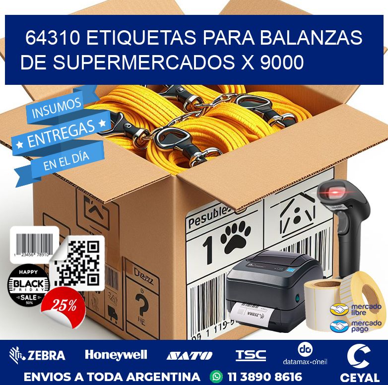64310 ETIQUETAS PARA BALANZAS DE SUPERMERCADOS X 9000