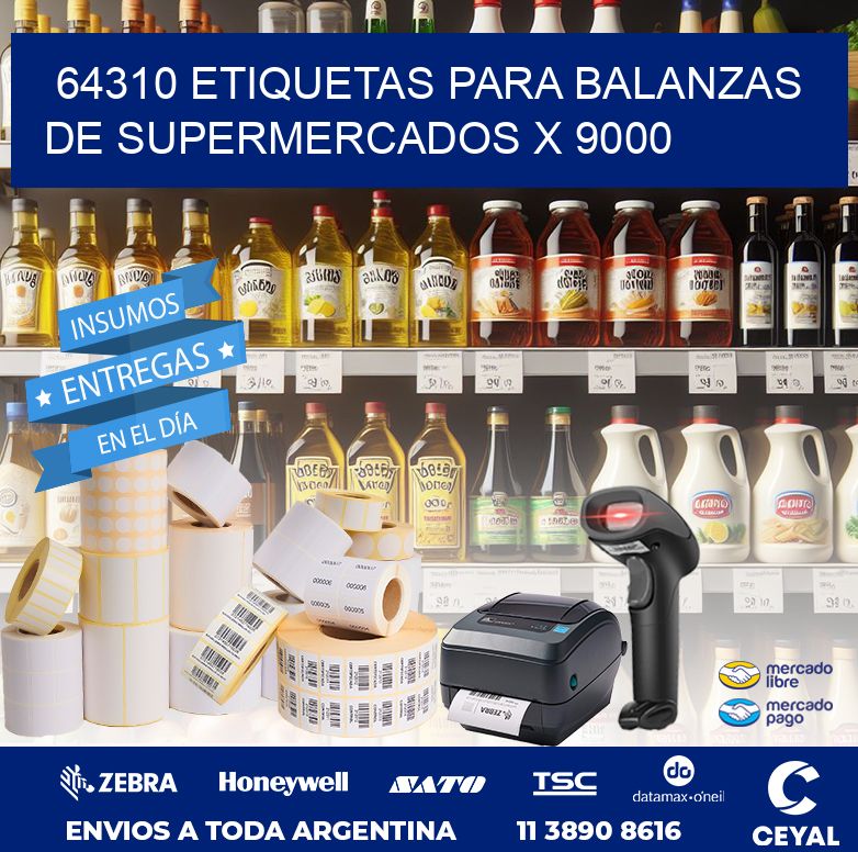 64310 ETIQUETAS PARA BALANZAS DE SUPERMERCADOS X 9000