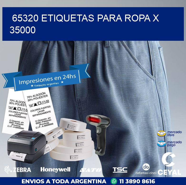 65320 ETIQUETAS PARA ROPA X 35000