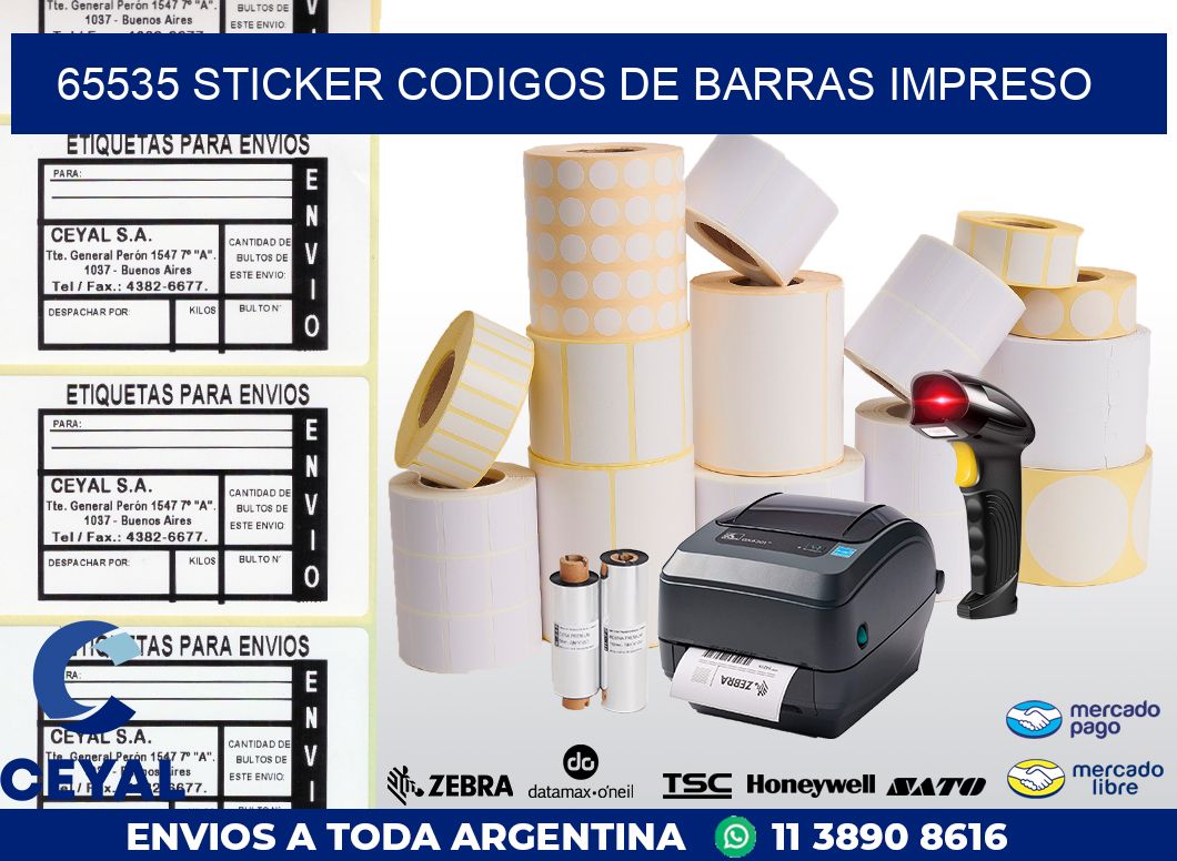 65535 STICKER CODIGOS DE BARRAS IMPRESO