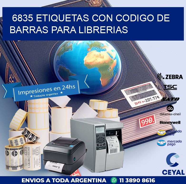 6835 ETIQUETAS CON CODIGO DE BARRAS PARA LIBRERIAS