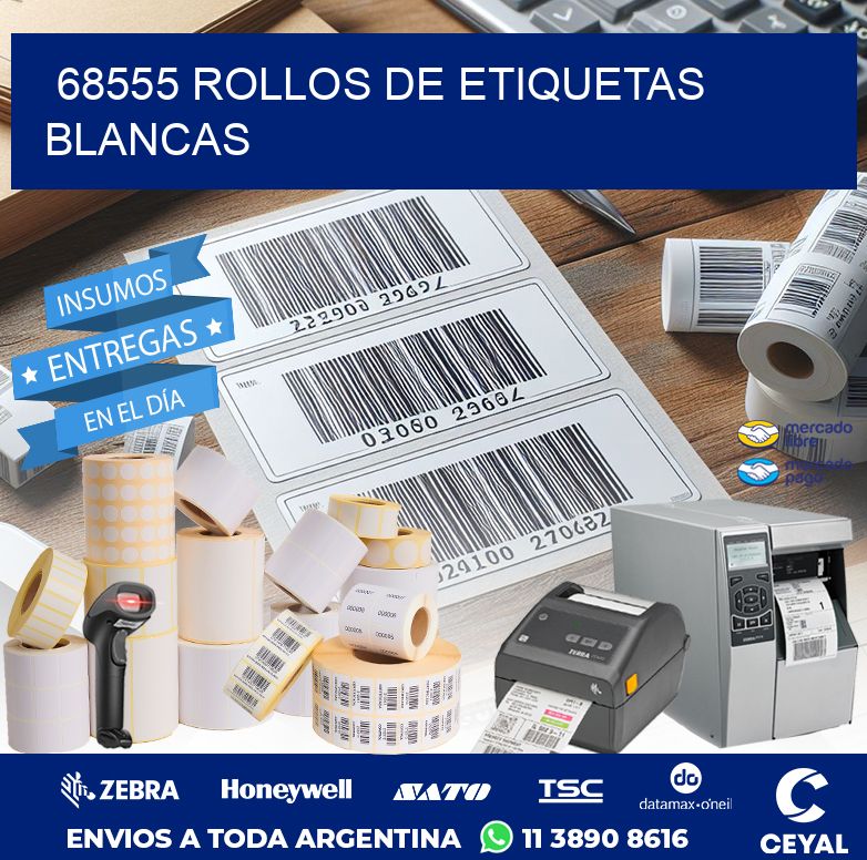 68555 ROLLOS DE ETIQUETAS BLANCAS