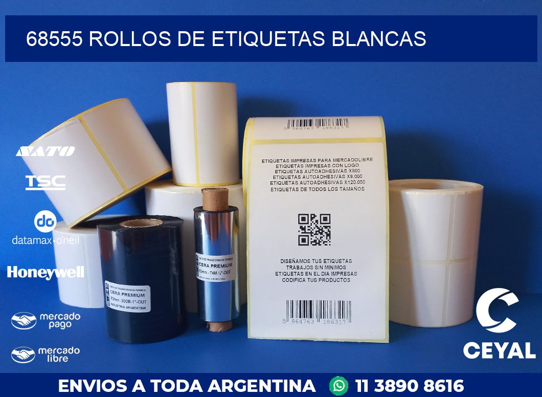 68555 ROLLOS DE ETIQUETAS BLANCAS