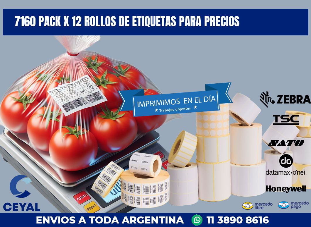 7160 PACK X 12 ROLLOS DE ETIQUETAS PARA PRECIOS