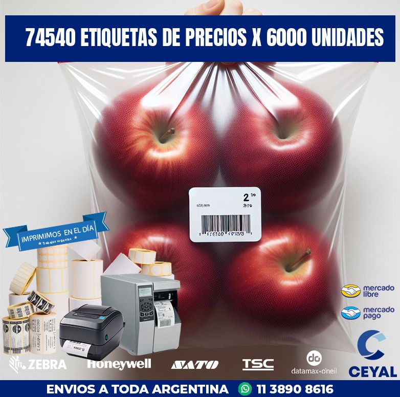 74540 ETIQUETAS DE PRECIOS X 6000 UNIDADES