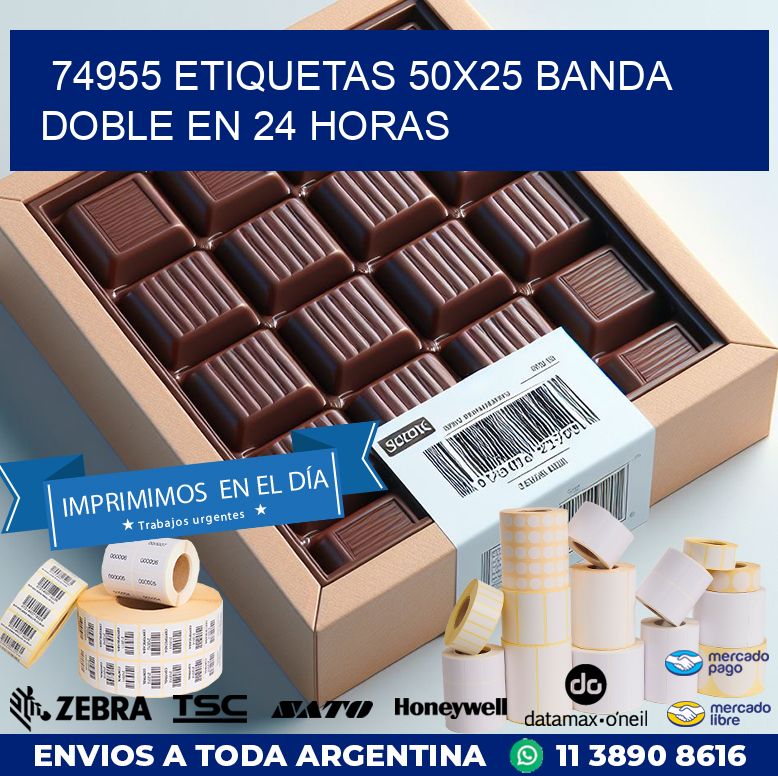 74955 ETIQUETAS 50X25 BANDA DOBLE EN 24 HORAS