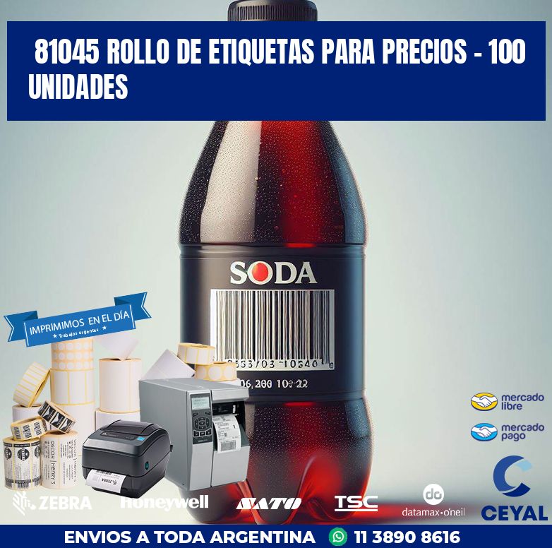 81045 ROLLO DE ETIQUETAS PARA PRECIOS - 100 UNIDADES