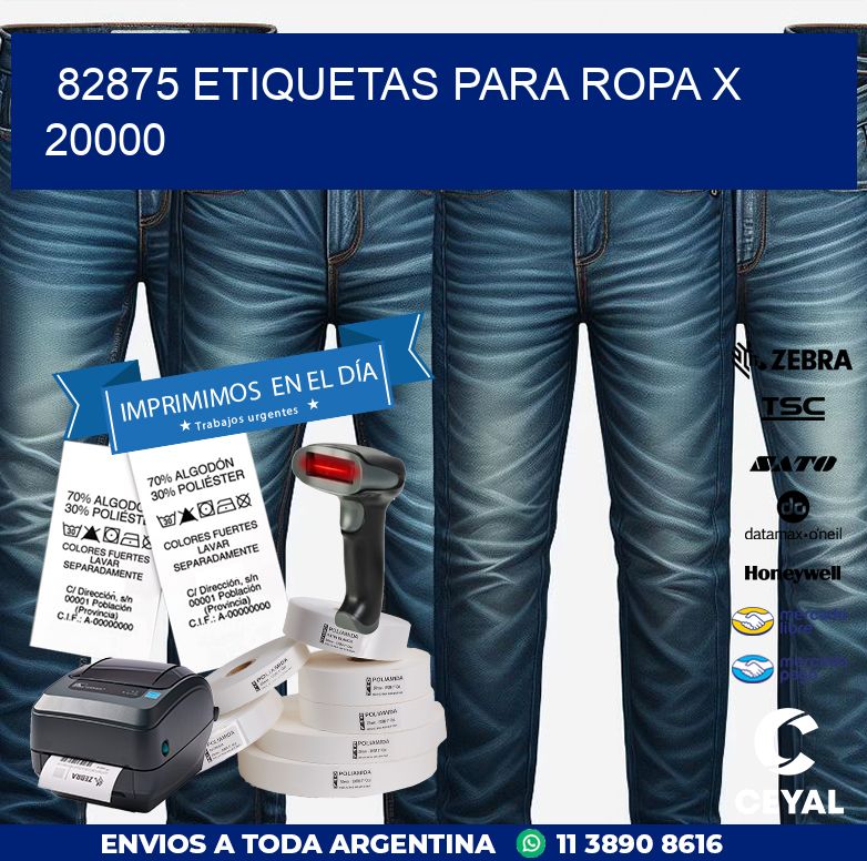 82875 ETIQUETAS PARA ROPA X 20000